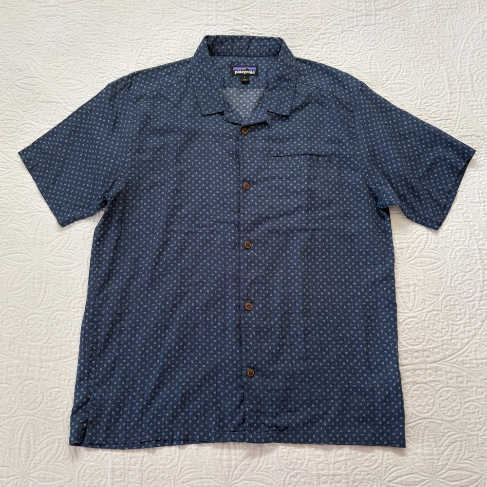 Patagonia‎ Men's Lightweight A/C Shirt, Navy Mini Paisley Print Sz L